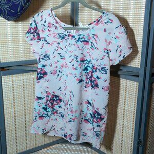 Pale Pink Blouse with Abstract Floral Print